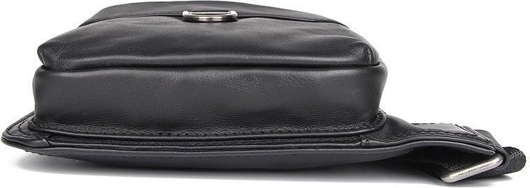 Кожаная мужская сумка - рюкзак через одно плечо черного цвета VINTAGE STYLE (14984)