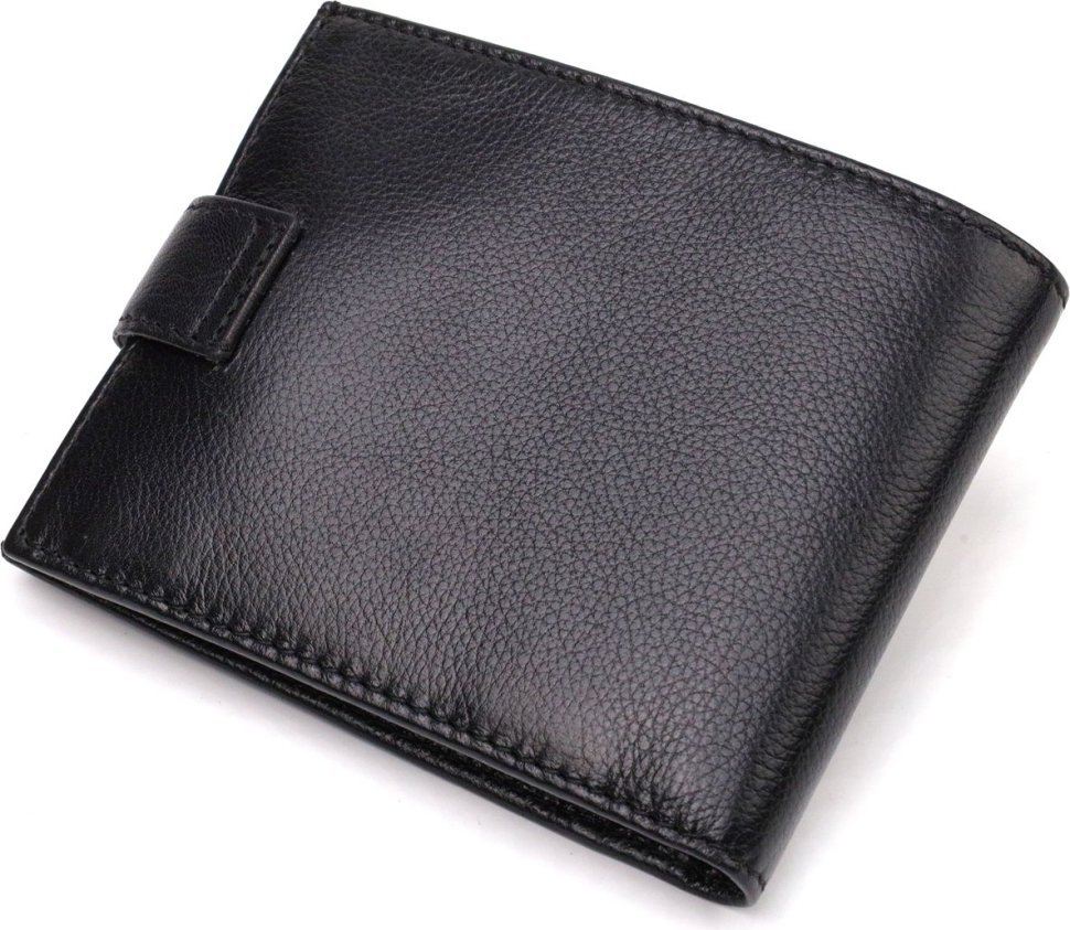 Класичний чоловічий гаманець із натуральної зернистої шкіри з хлястиком на кнопці CANPELLINI (2421791)