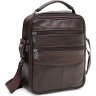 Коричнева недорога сумка-барсетка з натуральної шкіри з ручкою Borsa Leather (21906) - 1