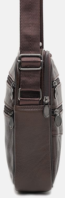 Коричнева недорога сумка-барсетка з натуральної шкіри з ручкою Borsa Leather (21906)