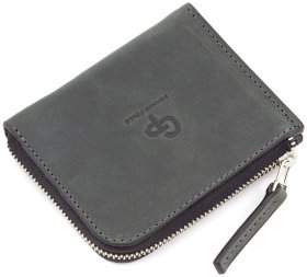 Гаманець темно-сірого кольору з натуральної шкіри без монетниці Grande Pelle (13305)