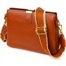 Стильна жіноча сумка на три відділення з натуральної шкіри рудого кольору Vintage (2422105) - 1