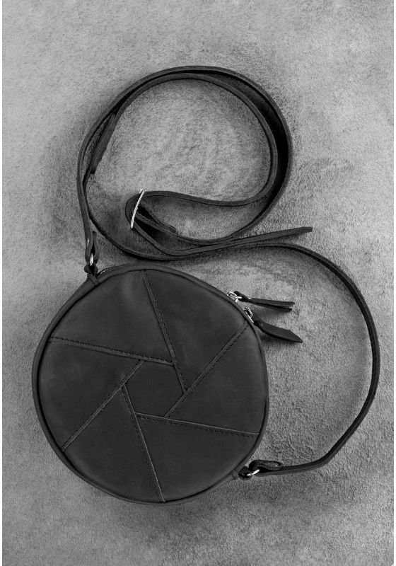Шкіряна сумка круглої форми на блискавки BlankNote Бон-Бон (12644)