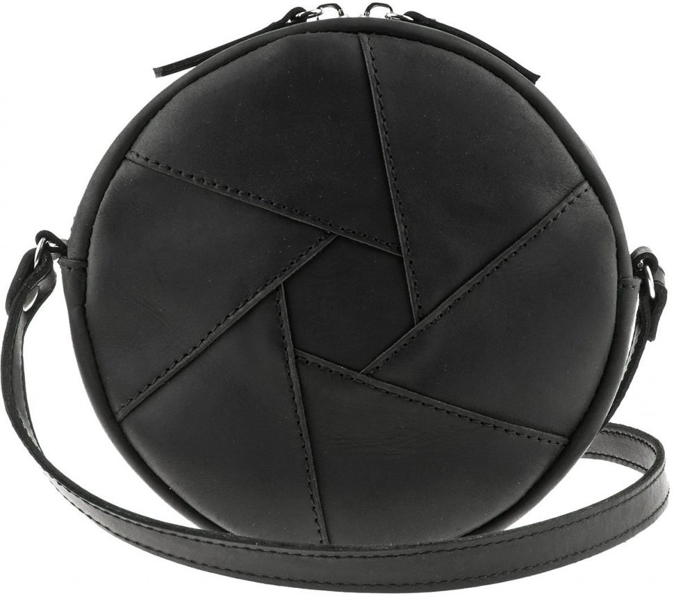 Шкіряна сумка круглої форми на блискавки BlankNote Бон-Бон (12644)