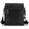 Шкіряна чоловіча сумка-планшет чорного кольору через плече з клапаном Tiding Bag (21553) - 4