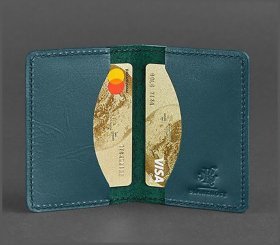 Модный картхолдер из натуральной кожи темно-зеленого цвета Blanknote (12233)
