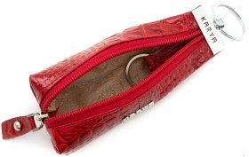 Красная женская ключница из натуральной кожи на молнии KARYA (15968)
