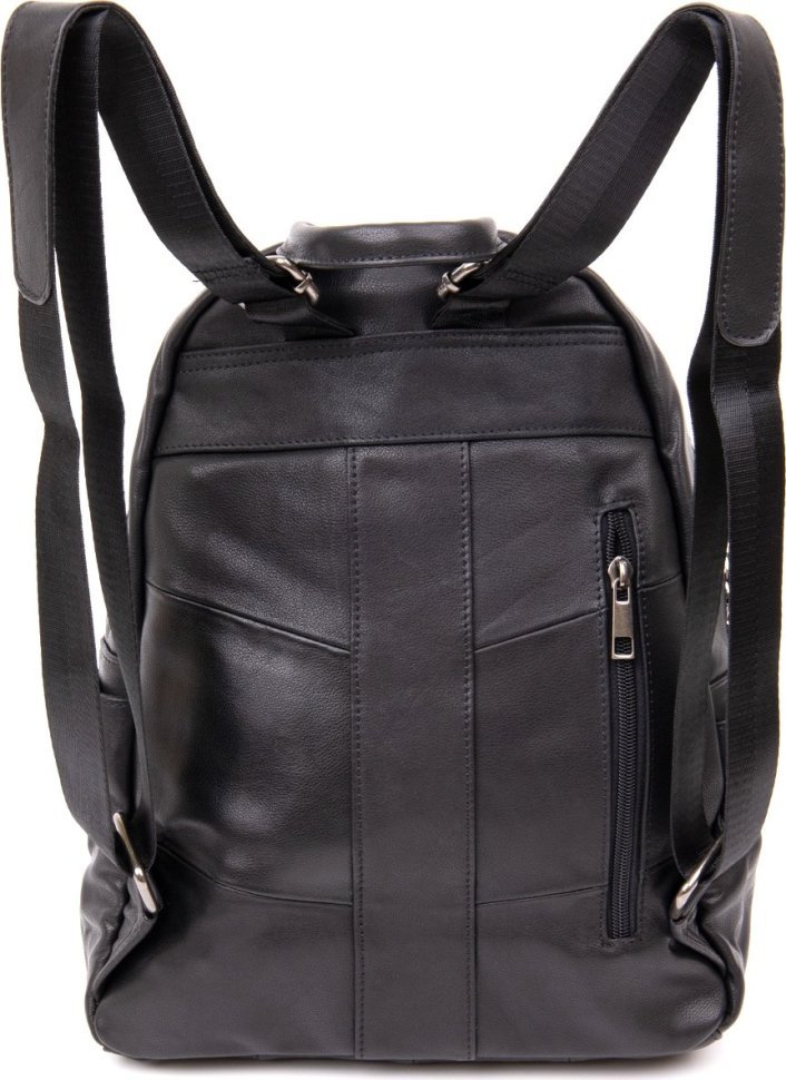 Жіночий міський рюкзак з гладкої шкіри чорного кольору Vintage (20398)