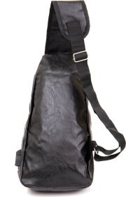 Мужская сумка-рюкзак через плечо из кожзама в черном цвете Vintage (20568)