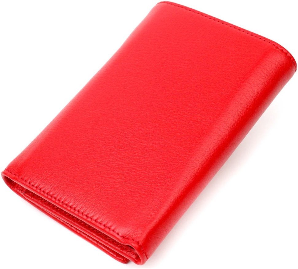 Красный женский кошелек в три сложения из натуральной кожи Tony Bellucci (2422038)