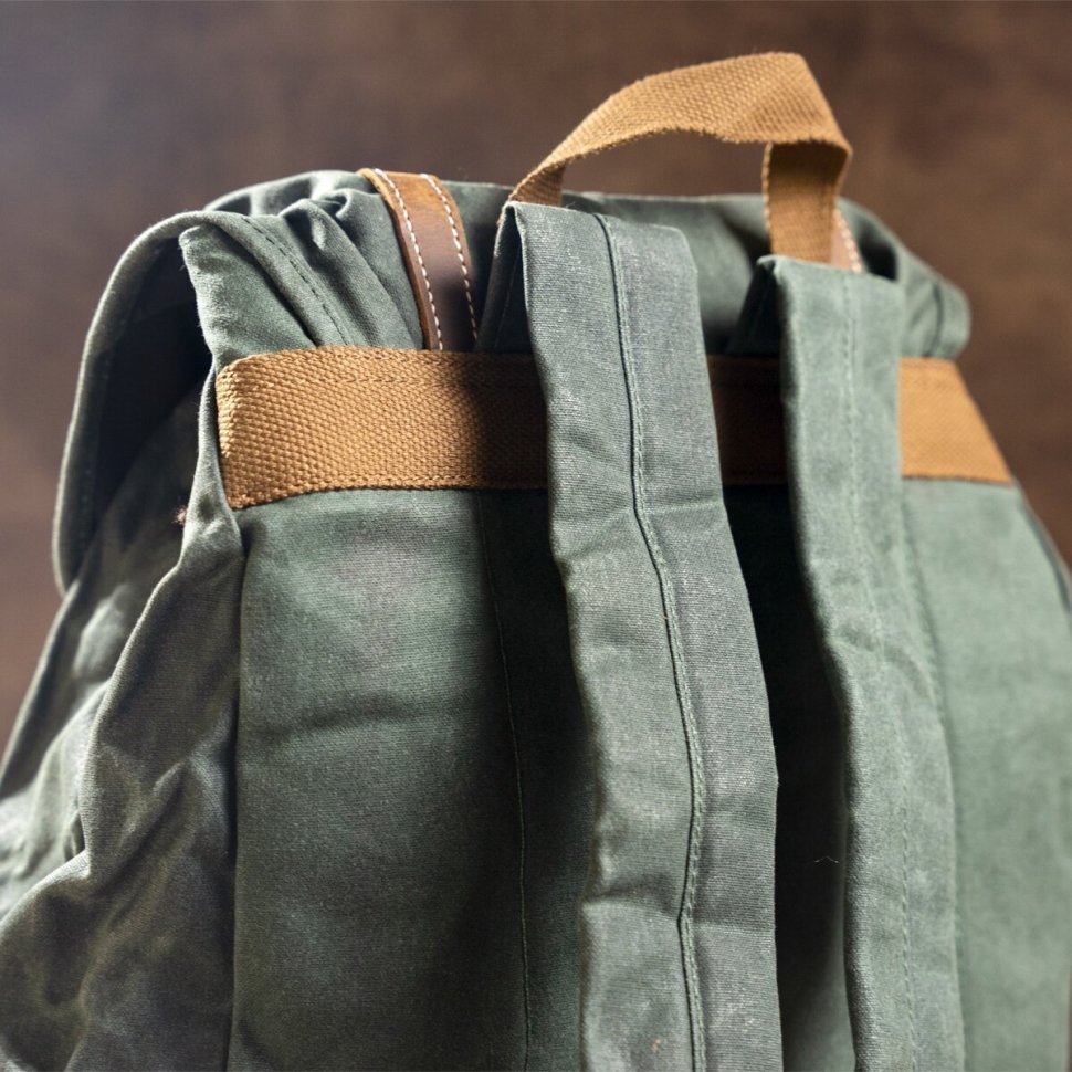 Текстильный рюкзак зеленого цвета большого размера Vintage (20056)