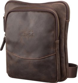 Оригінальна вінтажна чоловіча сумка зі шкіри крейзі хорс у коричневому кольорі SHVIGEL (11091)