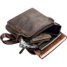 Оригинальная винтажная мужская сумка из кожи крейзи хорс в коричневом цвете SHVIGEL (11091) - 3
