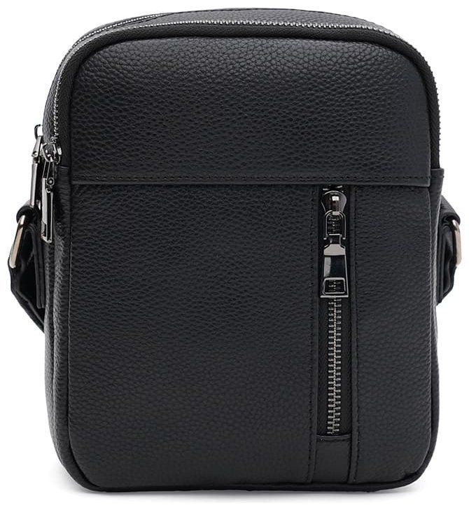 Мужская сумка планшет через плечо из качественной кожи Borsa Leather 104555 черная modnotak фото №1