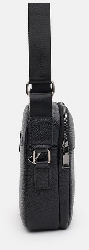 Мужская сумка планшет через плечо из качественной кожи Borsa Leather 104555 черная modnotak фото №4