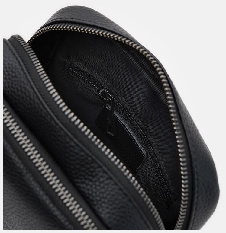 Мужская сумка планшет через плечо из качественной кожи Borsa Leather 104555 черная modnotak фото №5