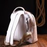 Белый женский рюкзак из натуральной фактурной кожи на молнии KARYA (2420841) - 8