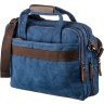 Синя сумка для ноутбука з текстилю на два відділення Vintage (20179) - 2
