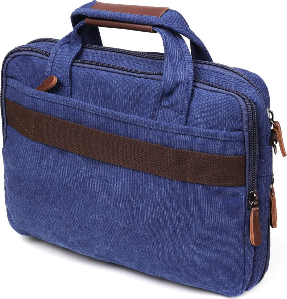 Синяя сумка для ноутбука из текстиля на два отделения Vintage (20179) modnotak фото №5
