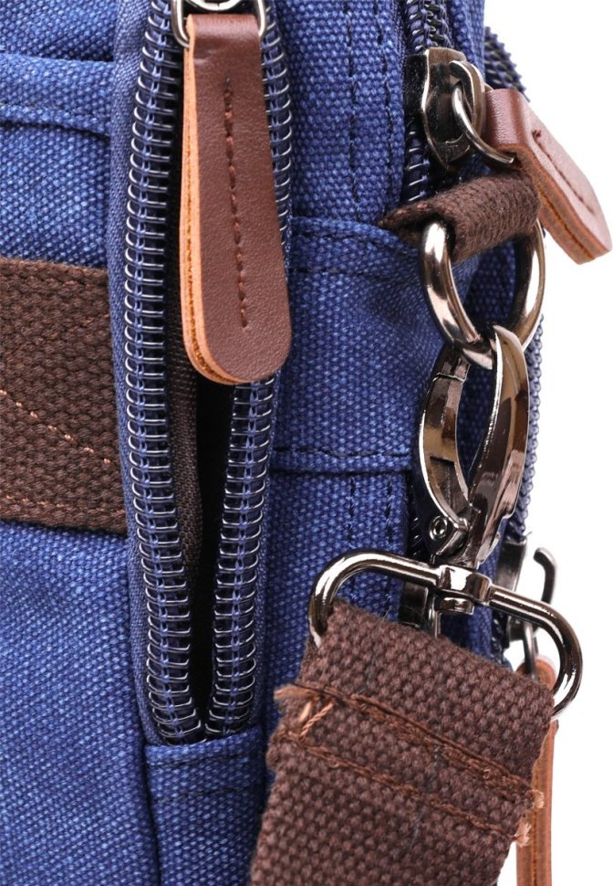 Синяя сумка для ноутбука из текстиля на два отделения Vintage (20179) modnotak фото №8