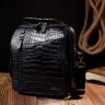 Черная мужская сумка-барсетка с ручкой из фактурной кожи под крокодила KARYA (2420941) - 8