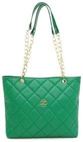 Стёганая женская сумка из качественного кожзама Monsen 94655 зеленого цвета