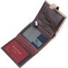 Компактный бежевый кошелек из натуральной кожи под змею на кнопке KARYA (2421041) - 5