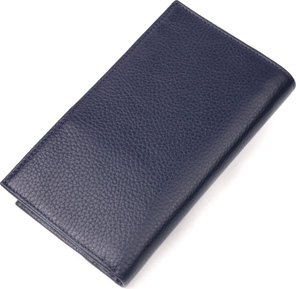 Синій чоловічий гаманець з натуральної шкіри без застки KARYA (2421141)