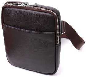 Мужская вертикальная сумка из натуральной зернистой кожи Vintage 94855 (коричневая)