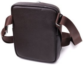 Мужская вертикальная сумка из натуральной зернистой кожи Vintage 94855 (коричневая)