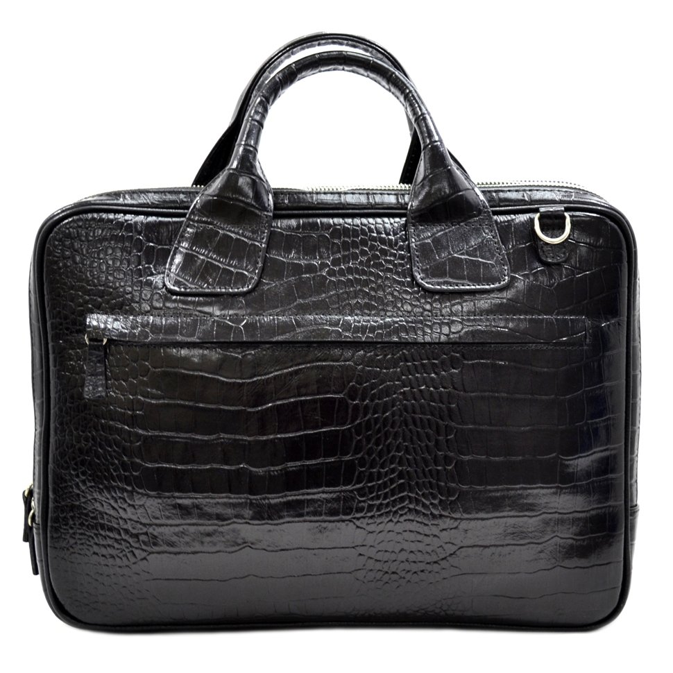 Ділова стильна сумка зі шкіри під фактуру крокодила - DESISAN (11591)