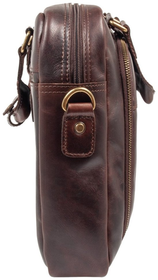 Деловая мужская сумка из натуральной винтажной кожи для ноутбука до 14" Ashwood коричневого цвета 95455 modnotak фото №3