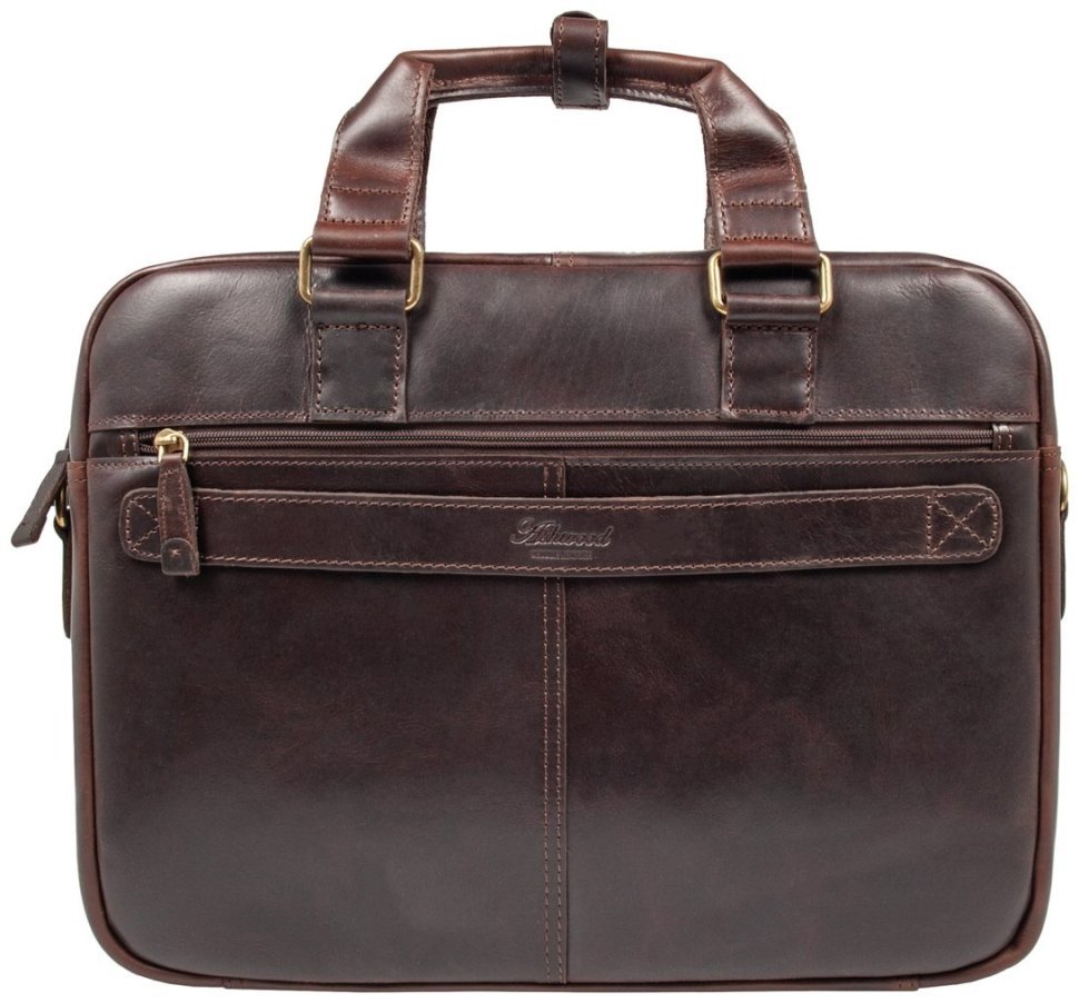Деловая мужская сумка из натуральной винтажной кожи для ноутбука до 14" Ashwood коричневого цвета 95455 modnotak фото №4