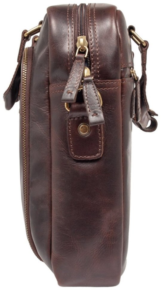 Деловая мужская сумка из натуральной винтажной кожи для ноутбука до 14" Ashwood коричневого цвета 95455 modnotak фото №5