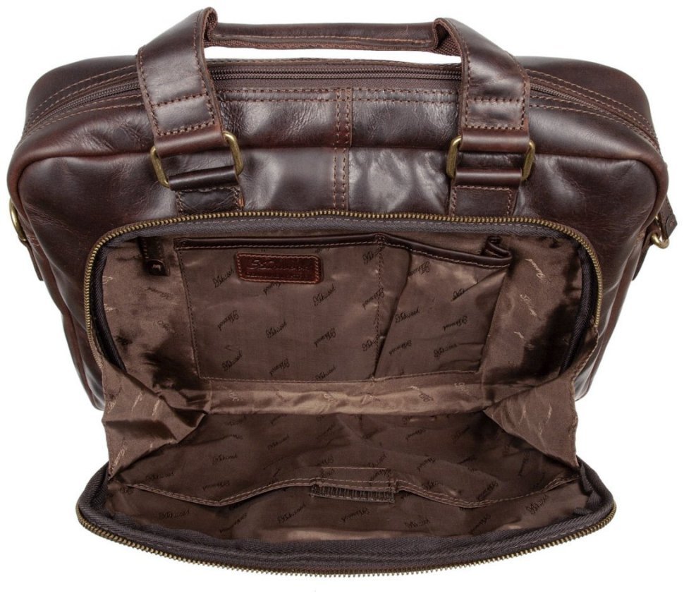 Деловая мужская сумка из натуральной винтажной кожи для ноутбука до 14" Ashwood коричневого цвета 95455 modnotak фото №8