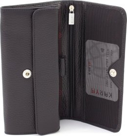 Чорний жіночий гаманець класичного дизайну з натуральної шкіри KARYA (55955)