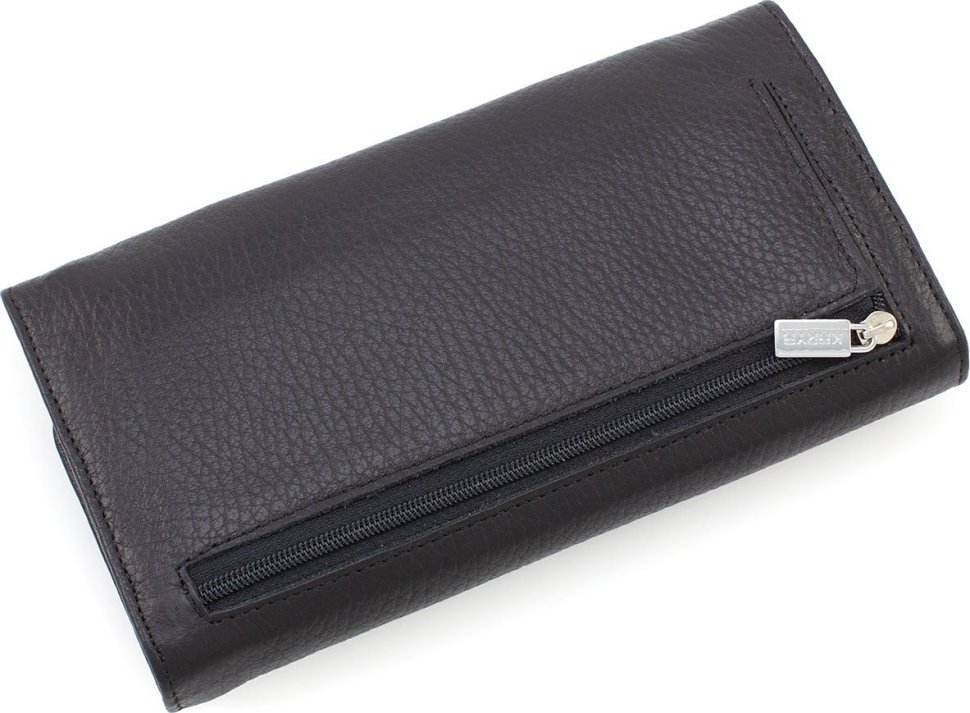 Чорний жіночий гаманець класичного дизайну з натуральної шкіри KARYA (55955)