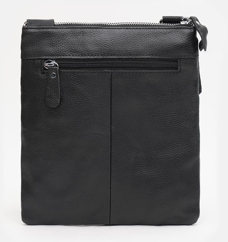 Тонкая мужская недорогая кожаная сумка-планшет черного цвета Keizer (19360)