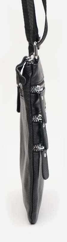 Тонка чоловіча недорога шкіряна сумка-планшет чорного кольору Keizer (19360)
