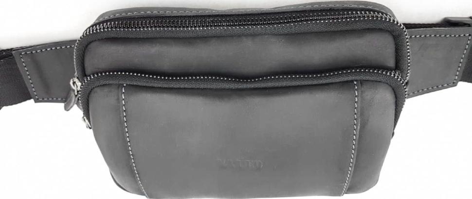 Черная мужская сумка бананка в винтажном стиле VATTO (11797)