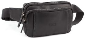 Чорна чоловіча сумка бананка в вінтажному стилі VATTO (11797)