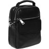 Компактна чоловіча сумка-барсетка із чорної шкіри на два автономні відділення Ricco Grande (21425) - 3