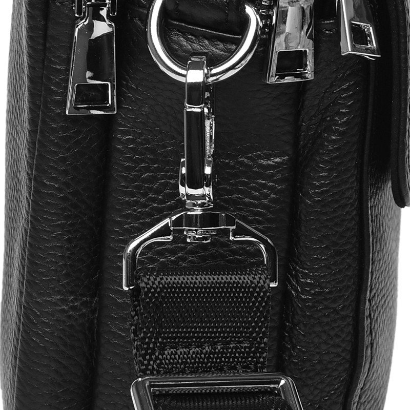 Компактна чоловіча сумка-барсетка із чорної шкіри на два автономні відділення Ricco Grande (21425)