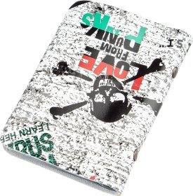 Белая визитница из натуральной кожи с ярким принтом Shvigel (2419079)