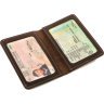 Шкіряна мініатюрна обкладинка для водійських прав та ID-паспорта в темно-коричневому кольорі Shvigel (2413964) - 4