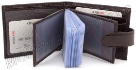 Коричневая кожаная визитница с тиснением под рептилию KARYA (16160)