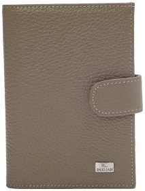 Кожаная обложка для автодокументов на кнопке Desisan 107055 цвета тауп