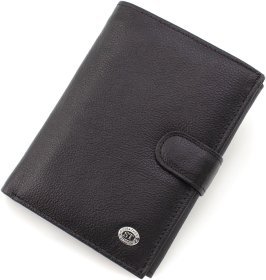 Черное мужское вертикальное портмоне из натуральной кожи с блоком под документы ST Leather 1767355