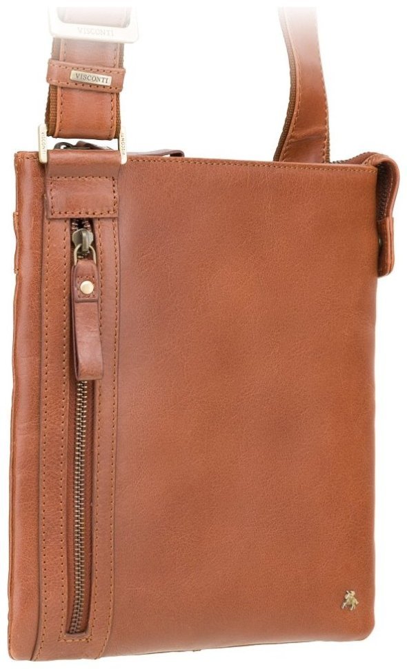 Светло-коричневая мужская плечевая сумка из натуральной кожи Visconti Taylor 77355