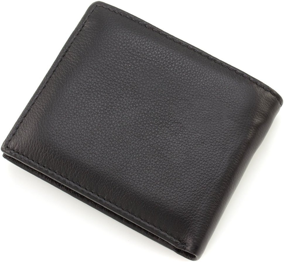 Чоловічий портмоне з натуральної шкіри чорного кольору на магніті ST Leather 1767455
